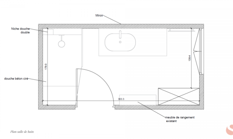 Rénovation d'une salle de bain en béton ciré à Soulac-sur-Mer